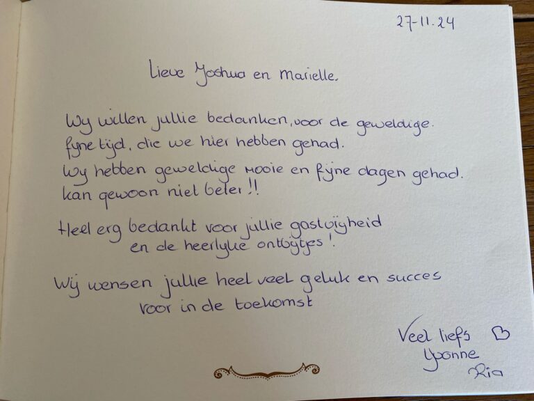 bericht uit ons gastenboek van B&B Cortijo Los Corazones